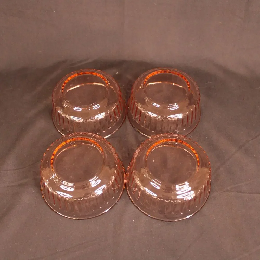 Set of 4 Pink Swirl Glass Tableware Bowls by Fortecrisa Mexico